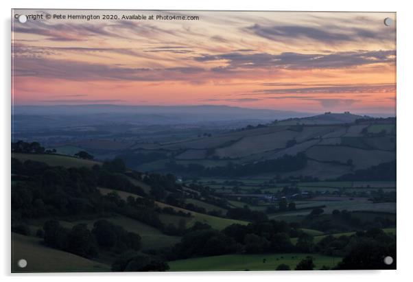 Sunset over the Exe valley Acrylic by Pete Hemington