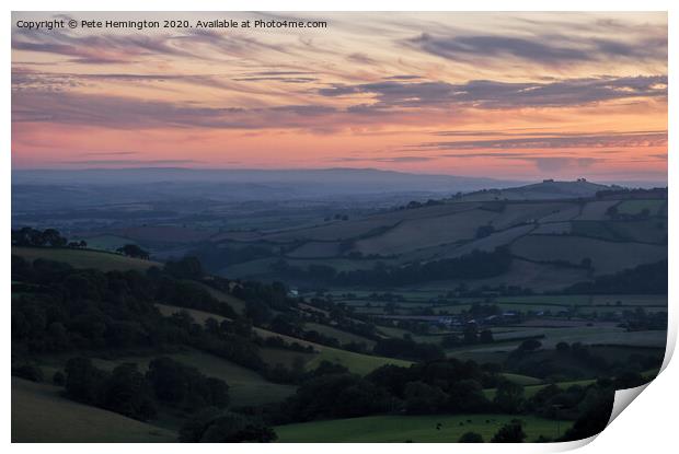 Sunset over the Exe valley Print by Pete Hemington