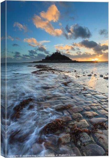 Incoming tide (St Michael's Mount) Canvas Print by Andrew Ray