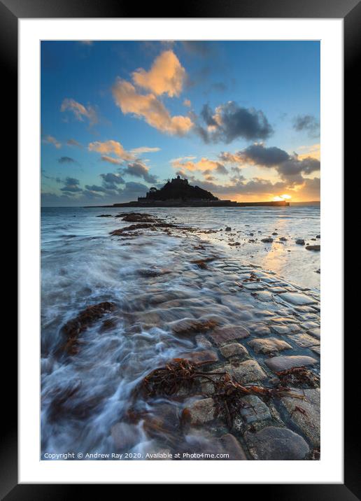 Incoming tide (St Michael's Mount) Framed Mounted Print by Andrew Ray