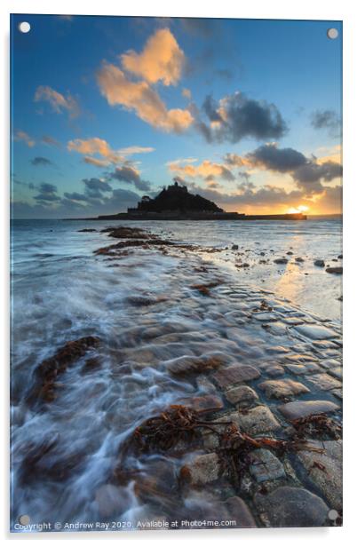 Incoming tide (St Michael's Mount) Acrylic by Andrew Ray