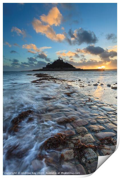 Incoming tide (St Michael's Mount) Print by Andrew Ray