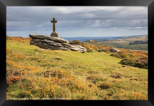 Yar Tor Cross (Dartmoor)  Framed Print by Andrew Ray