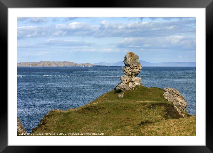 Kinbane Head rock stack, Northern Ireland Framed Mounted Print by David McFarland