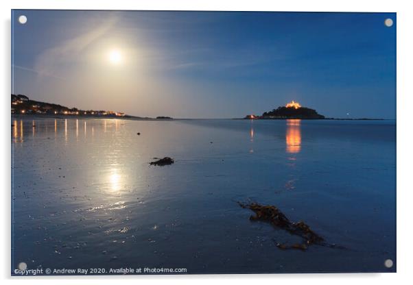 Moon reflections (St Michael's Mount) Acrylic by Andrew Ray