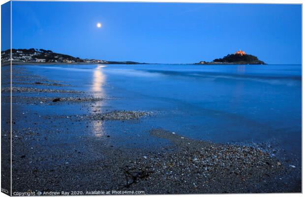 Moon Trail (St Michael's Mount) Canvas Print by Andrew Ray