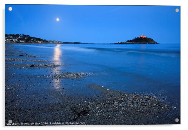 Moon Trail (St Michael's Mount) Acrylic by Andrew Ray
