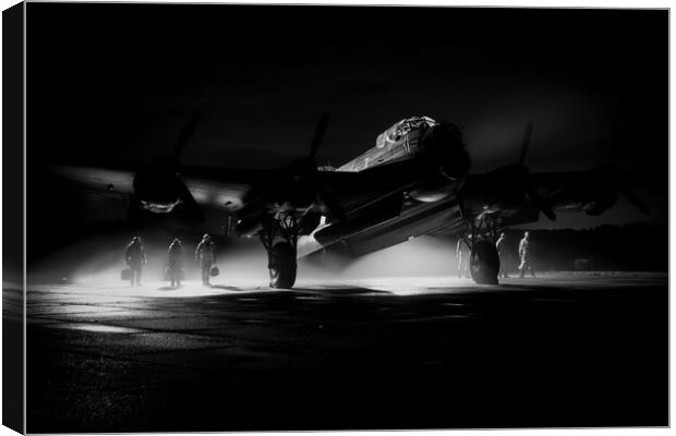 Lancaster Bomber Ghost Crew Canvas Print by J Biggadike