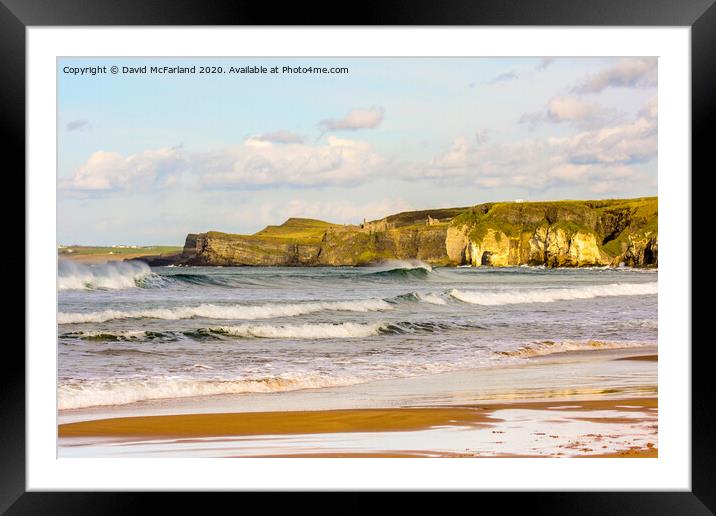 Dunluce Castle and the White Rocks beach, Northern Framed Mounted Print by David McFarland