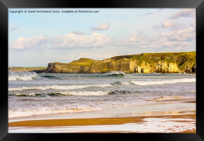 Dunluce Castle and the White Rocks beach, Northern Framed Print by David McFarland