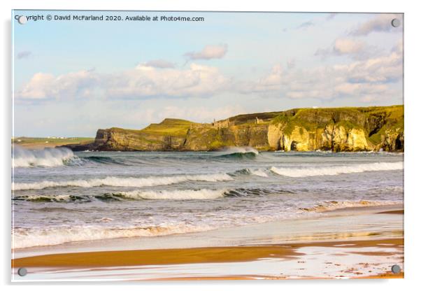 Dunluce Castle and the White Rocks beach, Northern Acrylic by David McFarland