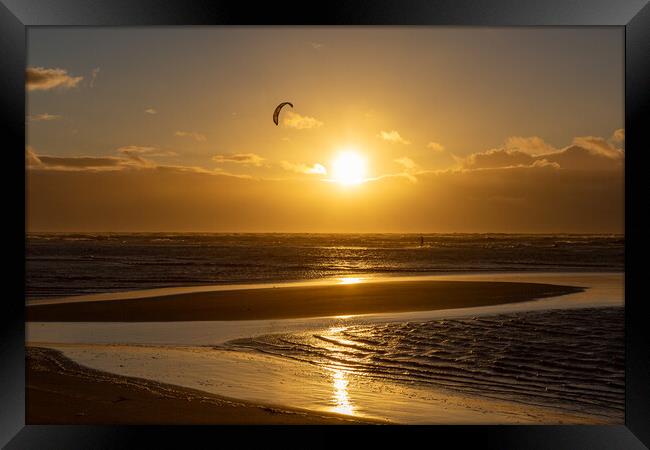Sunset At Ainsdale Beach Framed Print by Roger Green