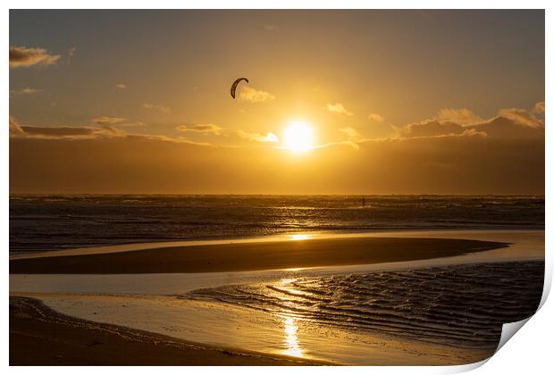 Sunset At Ainsdale Beach Print by Roger Green