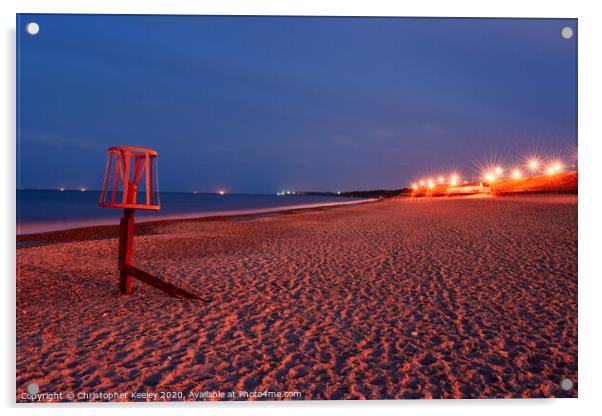 Gorleston beach night scene  Acrylic by Christopher Keeley