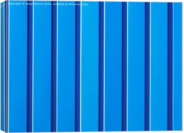 Light blue corrugated steel sheet with vertical guides. Canvas Print by Sergii Petruk