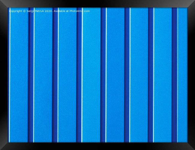 Light blue corrugated steel sheet with vertical guides. Framed Print by Sergii Petruk