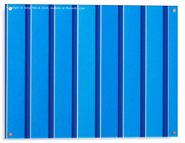 Light blue corrugated steel sheet with vertical guides. Acrylic by Sergii Petruk