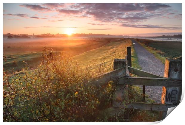 Sunrise on the Wivenhoe Trail Print by Clive Walker