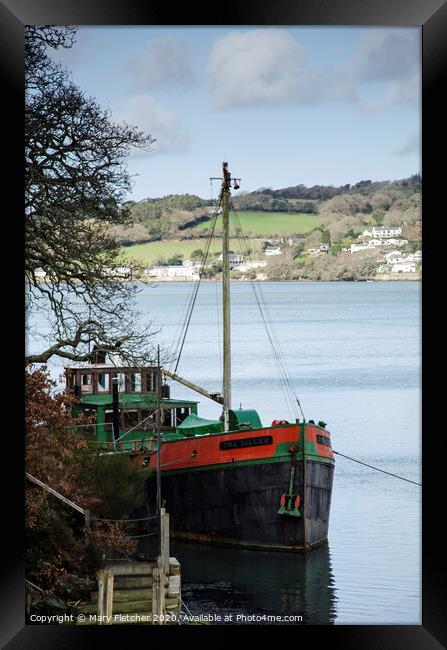 Boat up a creek Framed Print by Mary Fletcher