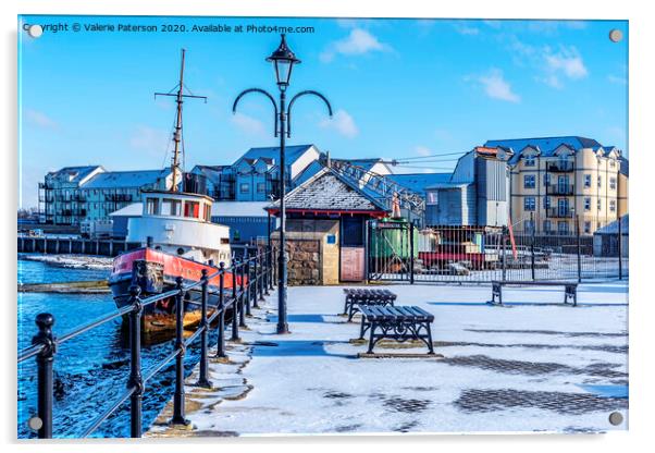Snowy Irvine Harbour Acrylic by Valerie Paterson