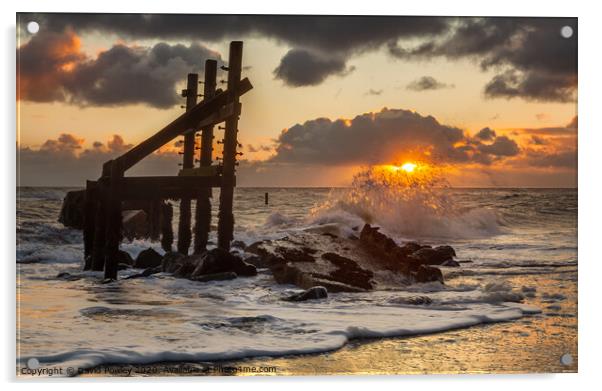 Sunrise on Happisburgh Beach Acrylic by David Powley