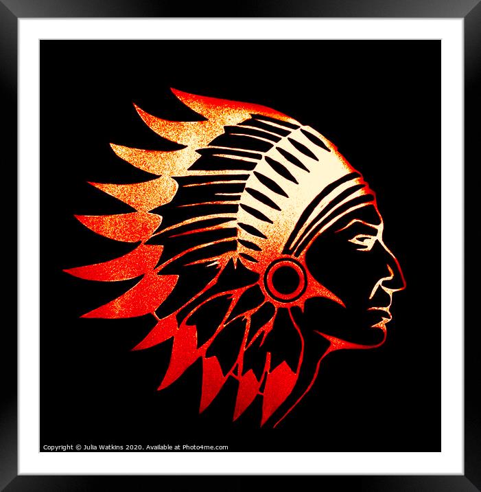 Red Indian Motif  Framed Mounted Print by Julia Watkins