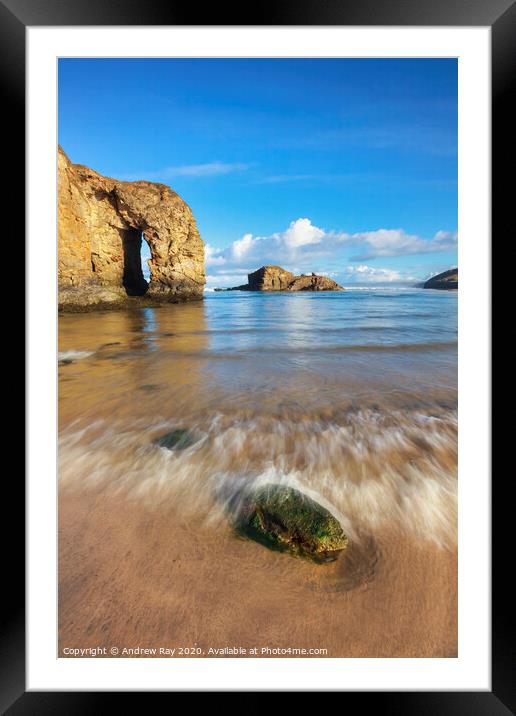 Incoming wave at Perranporth Framed Mounted Print by Andrew Ray