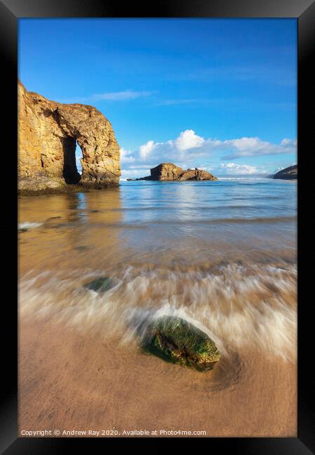 Incoming wave at Perranporth Framed Print by Andrew Ray