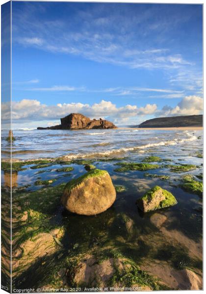 Incoming tide (Perranporth) Canvas Print by Andrew Ray