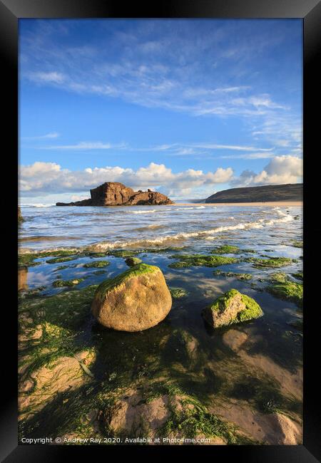 Incoming tide (Perranporth) Framed Print by Andrew Ray