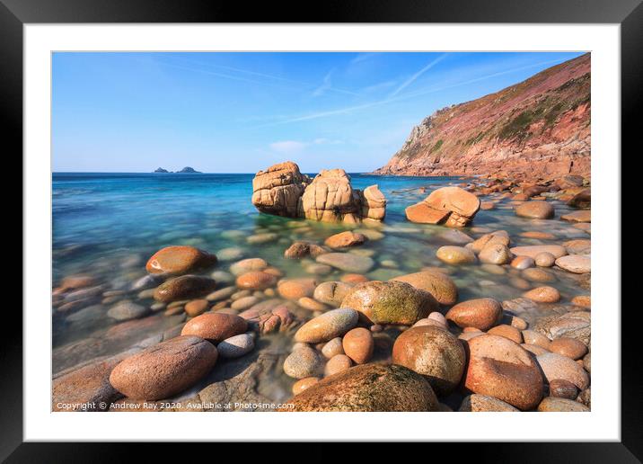 Porth Nanven Cove Framed Mounted Print by Andrew Ray