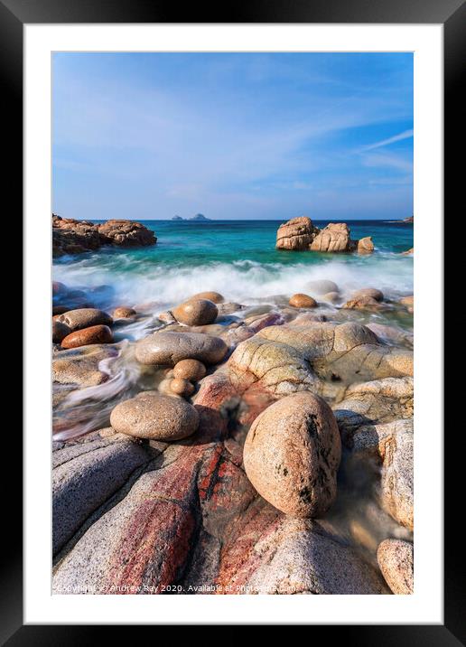 Porth Nanven Shore Framed Mounted Print by Andrew Ray