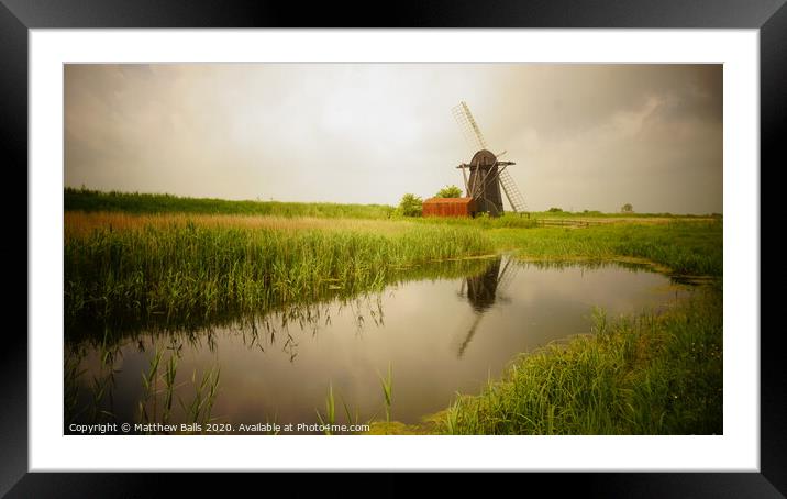 Reflections of an old windmill Framed Mounted Print by Matthew Balls
