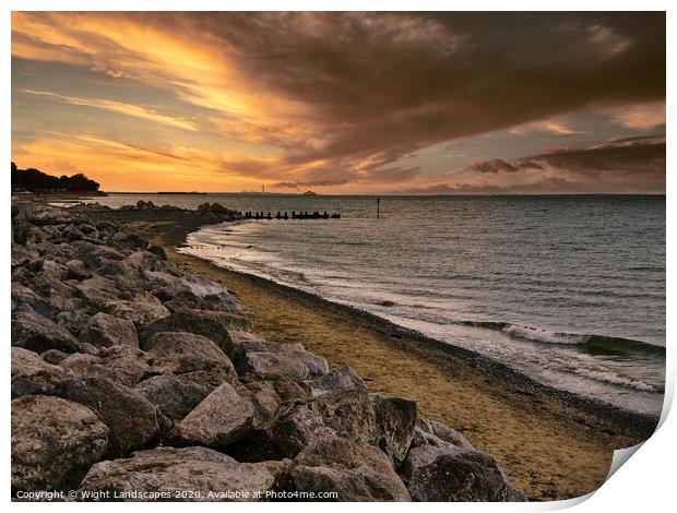 Seaview Sunset Isle Of Wight Print by Wight Landscapes