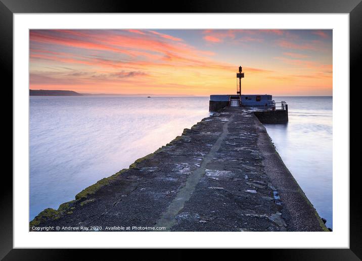 Sunrise at Looe Pier Framed Mounted Print by Andrew Ray