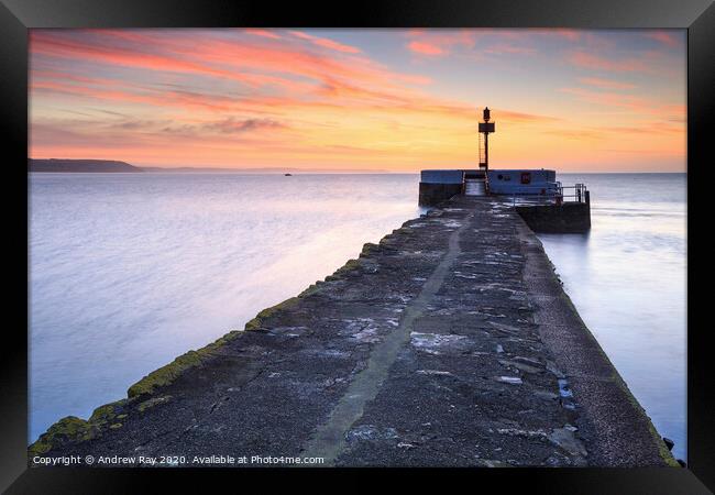 Sunrise at Looe Pier Framed Print by Andrew Ray