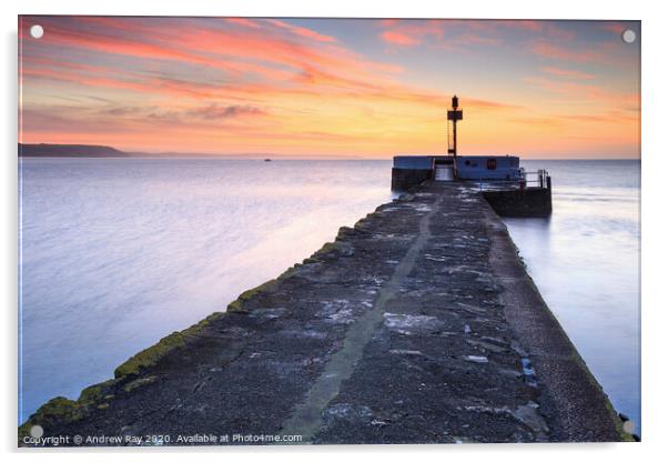 Sunrise at Looe Pier Acrylic by Andrew Ray