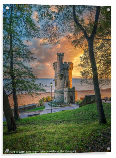 Sunrise At Appley Tower Acrylic by Wight Landscapes