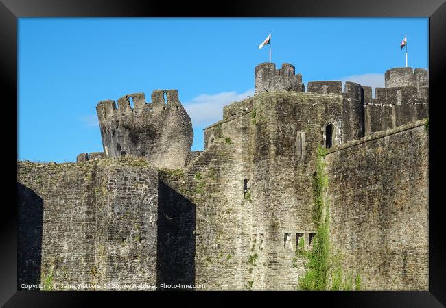 Caerphilly Castle’s Leaning Tower Framed Print by Jane Metters