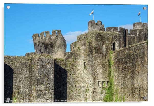 Caerphilly Castle’s Leaning Tower Acrylic by Jane Metters