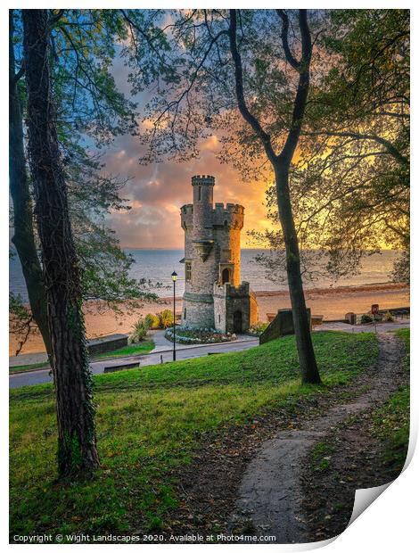 Dawn Sunrise At Appley Tower Print by Wight Landscapes