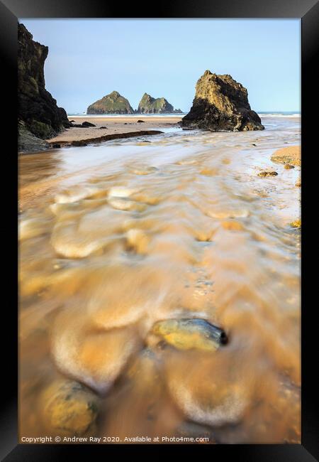 Boulders in Holywell River Framed Print by Andrew Ray