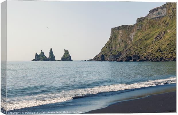 Reynisdrangar Cliffs and sea stacks in Vik, Iceland Canvas Print by Pere Sanz