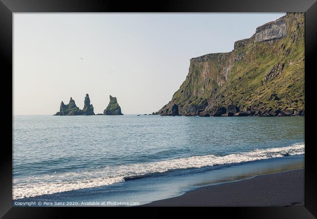Reynisdrangar Cliffs and sea stacks in Vik, Iceland Framed Print by Pere Sanz