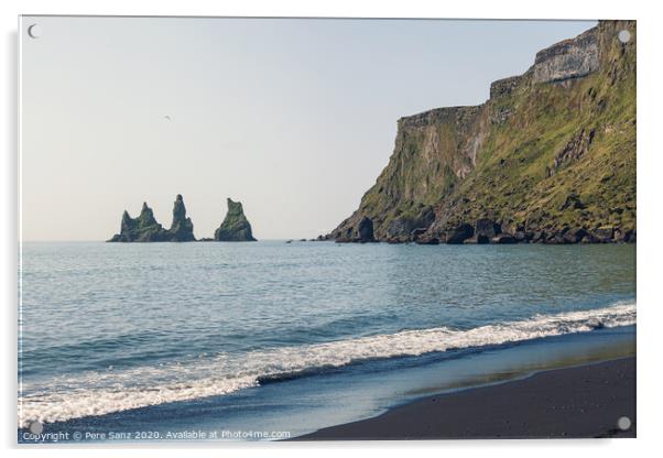Reynisdrangar Cliffs and sea stacks in Vik, Iceland Acrylic by Pere Sanz