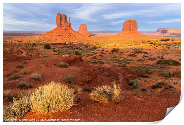 Sunset view at Monument Valley, Navajo Nation, USA Print by Pere Sanz