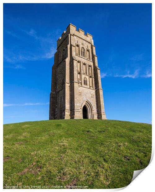 St. Michaels Tower on Glastonbury Tor in Somerset, UK Print by Chris Dorney