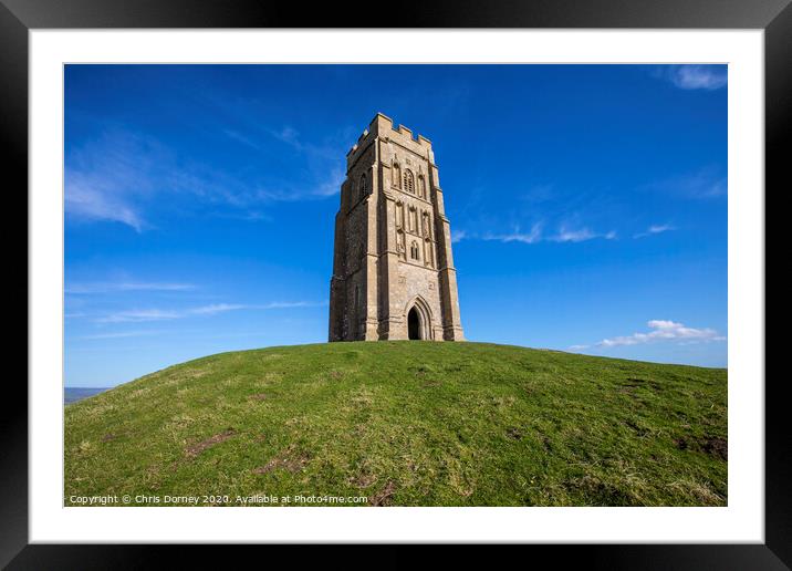 St. Michaels Tower on Glastonbury Tor in Somerset, UK Framed Mounted Print by Chris Dorney