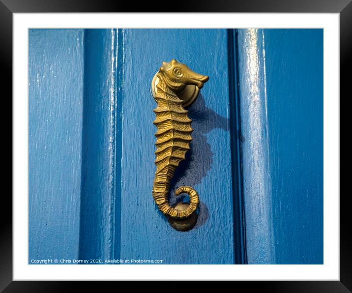 Seahorse Door Knocker Framed Mounted Print by Chris Dorney