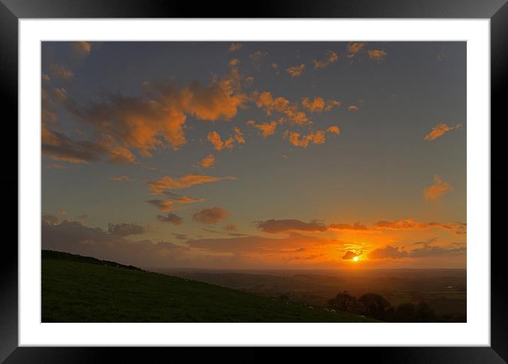 Sunset on Raddon Hill Framed Mounted Print by Pete Hemington